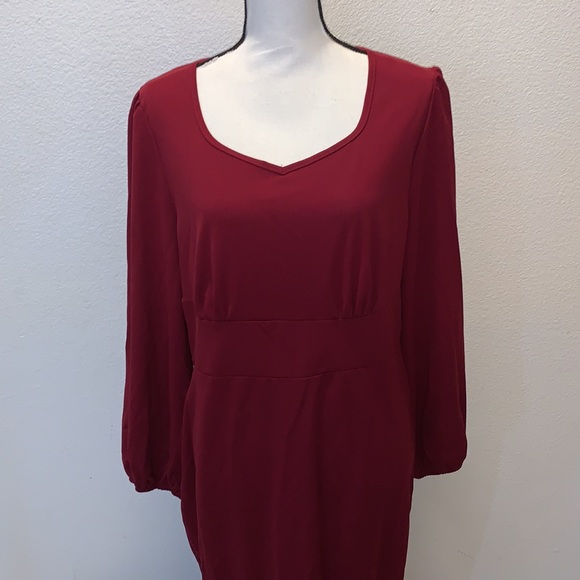 Shein curve red 2X long sleeve v-neck maxi dress - Picture 2 of 10